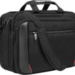 EMPSIGN Laptop Case Briefcase, 17.3 Inch Laptop Bag Expandable Messenger Bag for Men & Women Water Repellent, RFID Blocking Shoulder Bag Canvas Bag for Work, Business Commute Travel School-Black